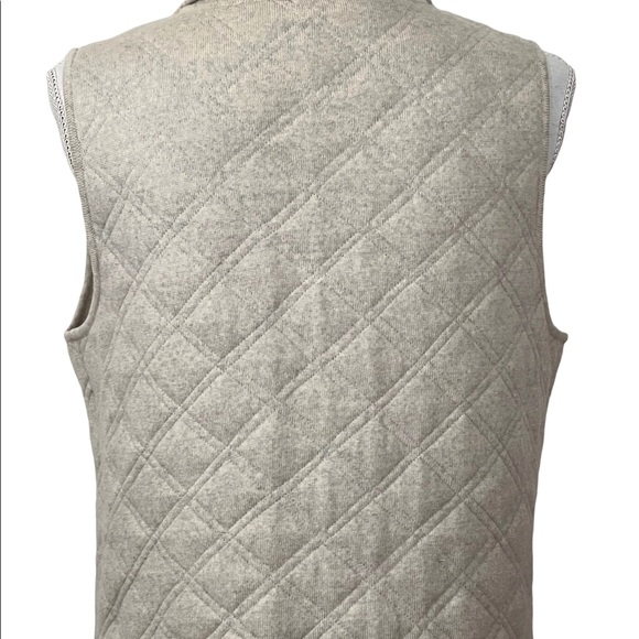 Eileen Fisher Medium Light Gray Button Front Merino Wool Quilted Vest Pockets - Picture 7 of 10